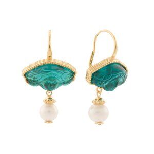 TAGLIAMONTE Italy 18kt Gold Plated Venetian Glass Pearl Earrings